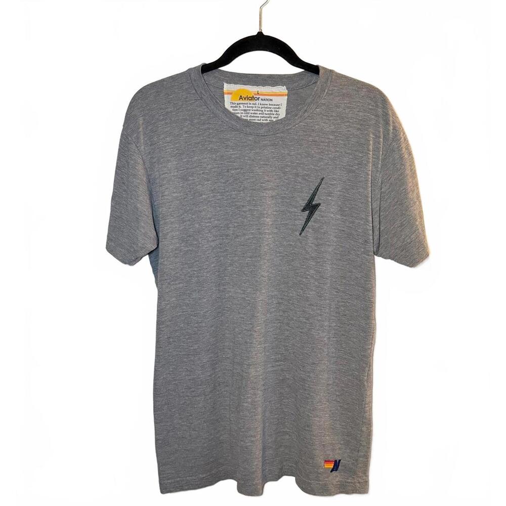 AVIATOR NATION - Gray Lightning Bolt Tee